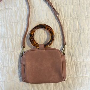 Anthropologie tortoise ring handle purse with crossbody strap